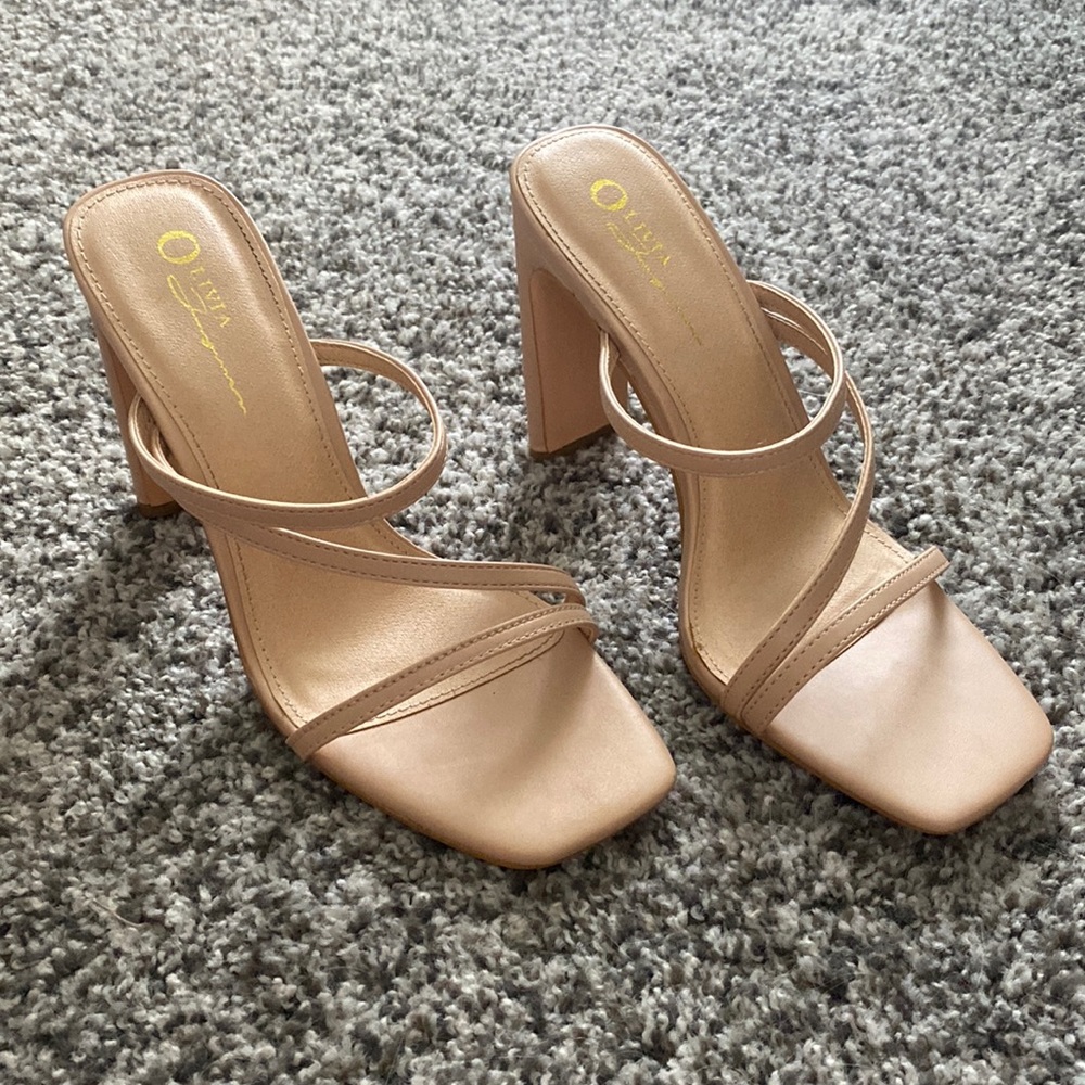 strappy slip on Nude Heels
